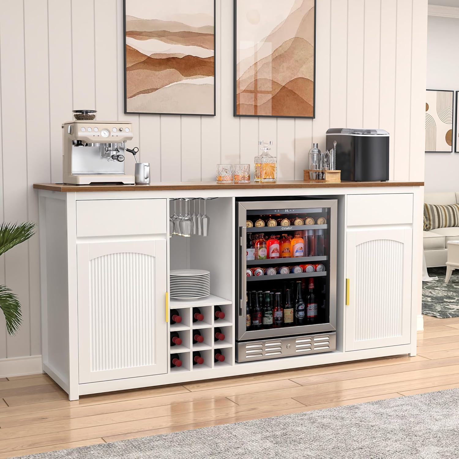 Home Bar And Fridge - Extra Long Bar Cabinet Fridge Space