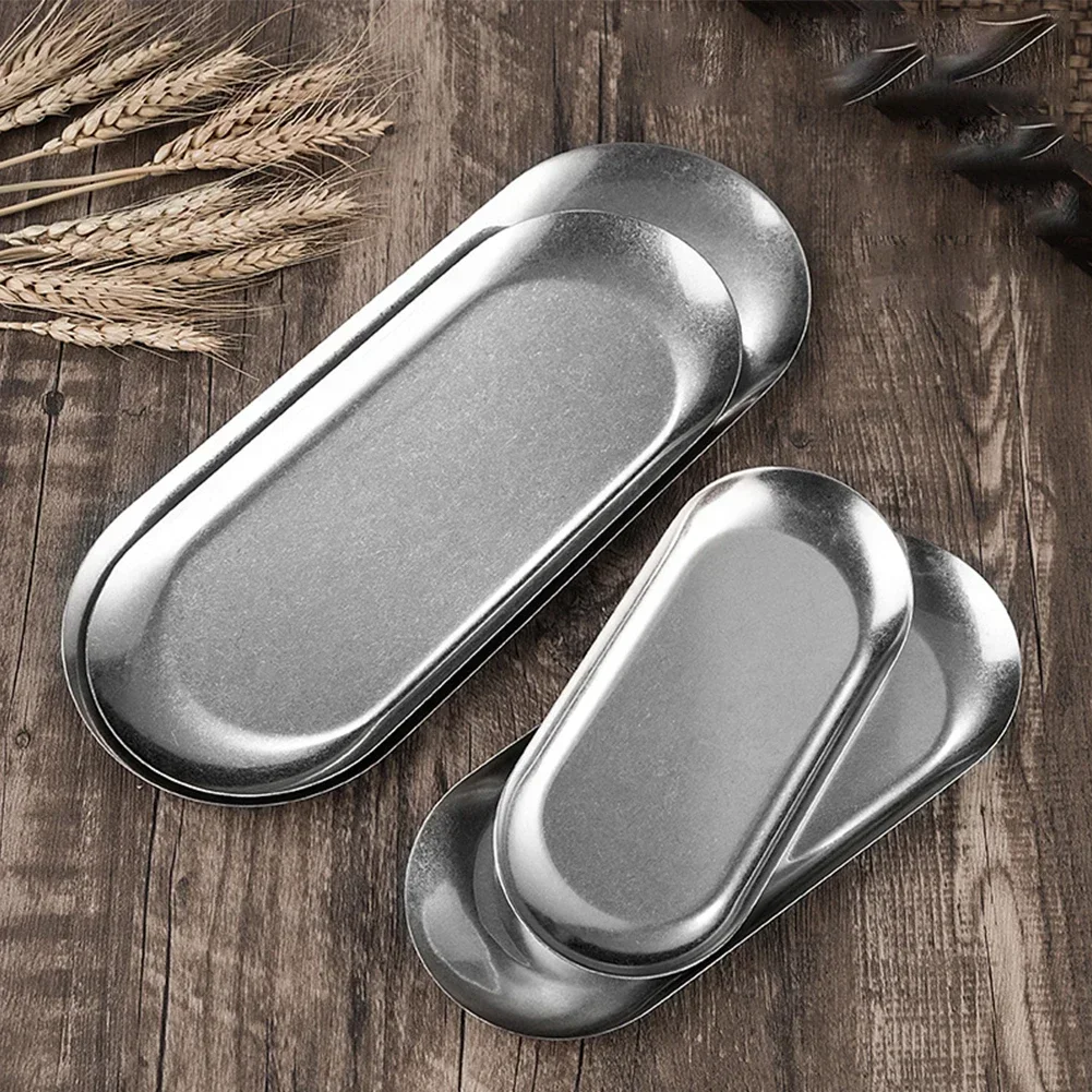 Garnish Tray Set - Stainless Steel Tray Oval Trays 18x8.5cm,