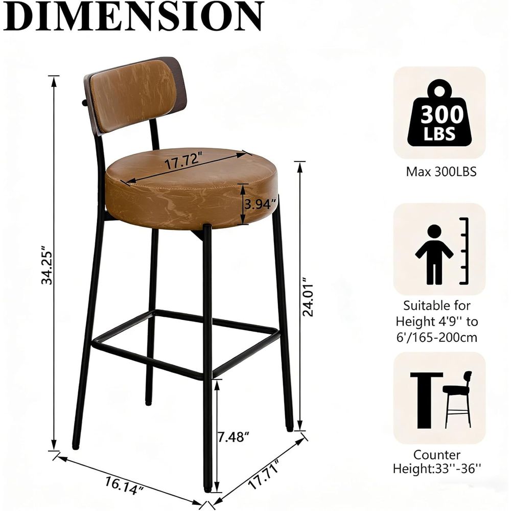 Brown Bar Stools Set o 3, Leat - Home Bar And Counter 리뷰 및 가격