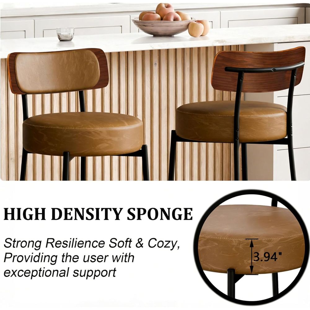 Brown Bar Stools Set o 3, Leat - Home Bar And Counter 리뷰 및 가격