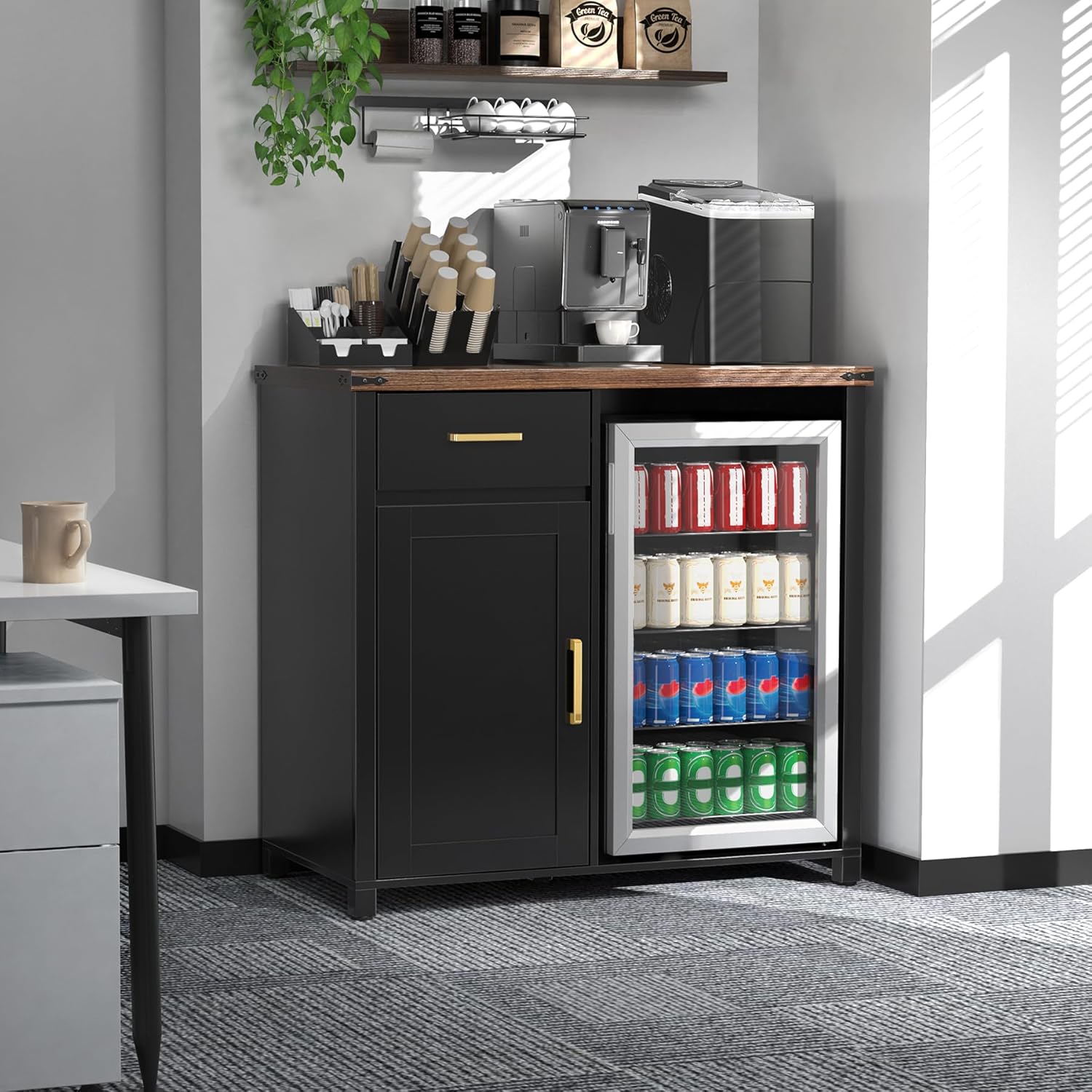 Coffee Bar Cabinet with Mini F - Home Bar And Fridge 리뷰 및 가격
