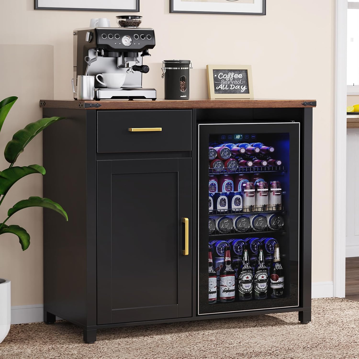 Coffee Bar Cabinet with Mini F - Home Bar And Fridge 리뷰 및 가격
