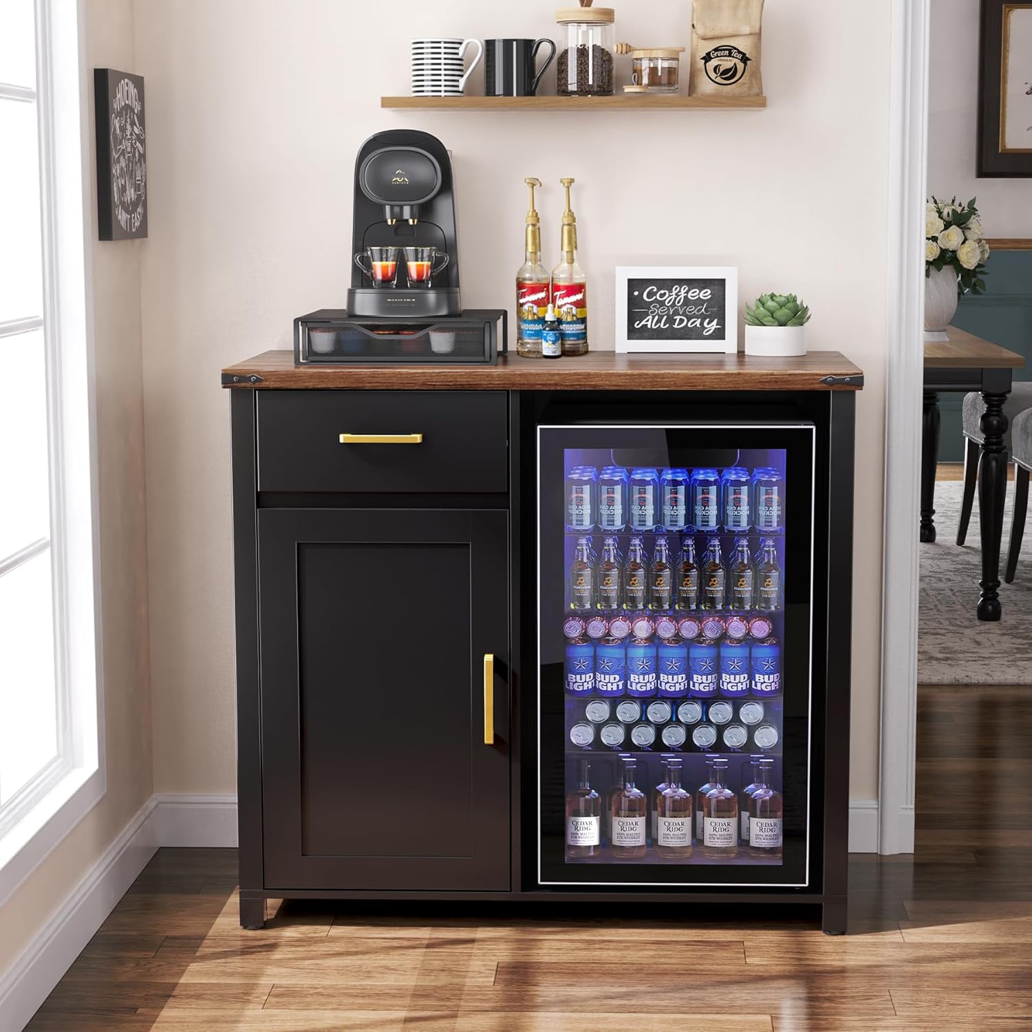 Coffee Bar Cabinet with Mini F - Home Bar And Fridge 리뷰 및 가격