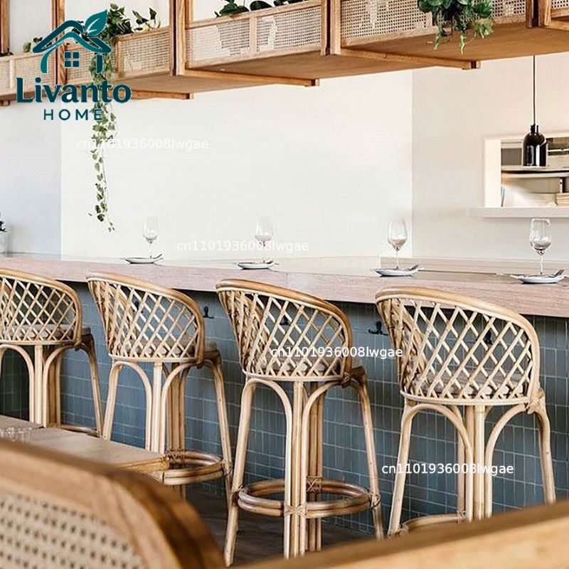 Natural Rattan Bar Stools with - Home Bar Seating 리뷰 및 가격