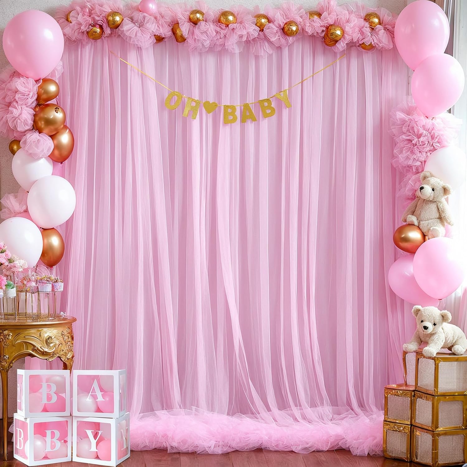 Pink Tulle Backdrop Curtain fo - Home Bargains 리뷰 및 가격