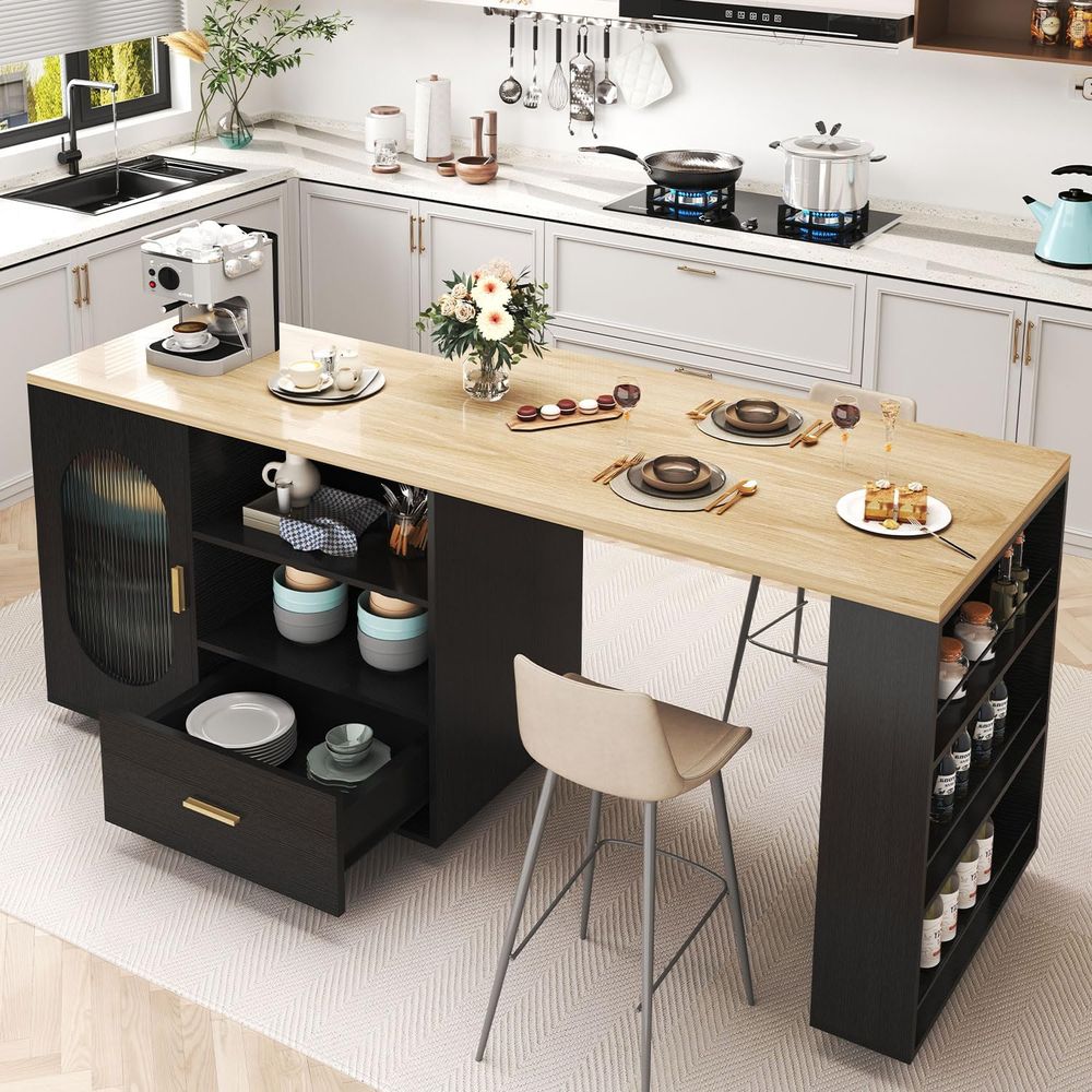 72 Swivel Kitchen Island with  - Home Bar Seating 리뷰 및 가격