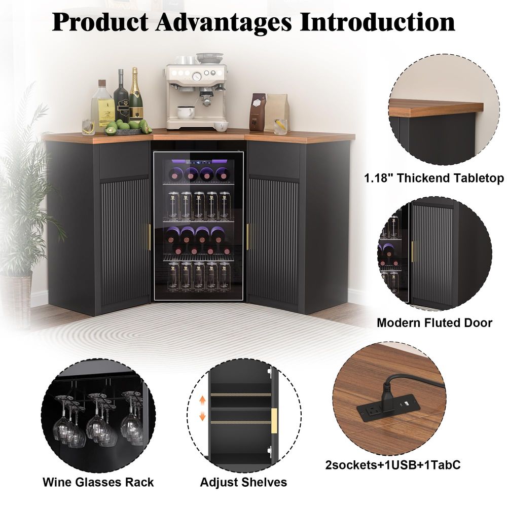 Corner Bar Cabinet with Fridge - Home Bar And Fridge 리뷰 및 가격