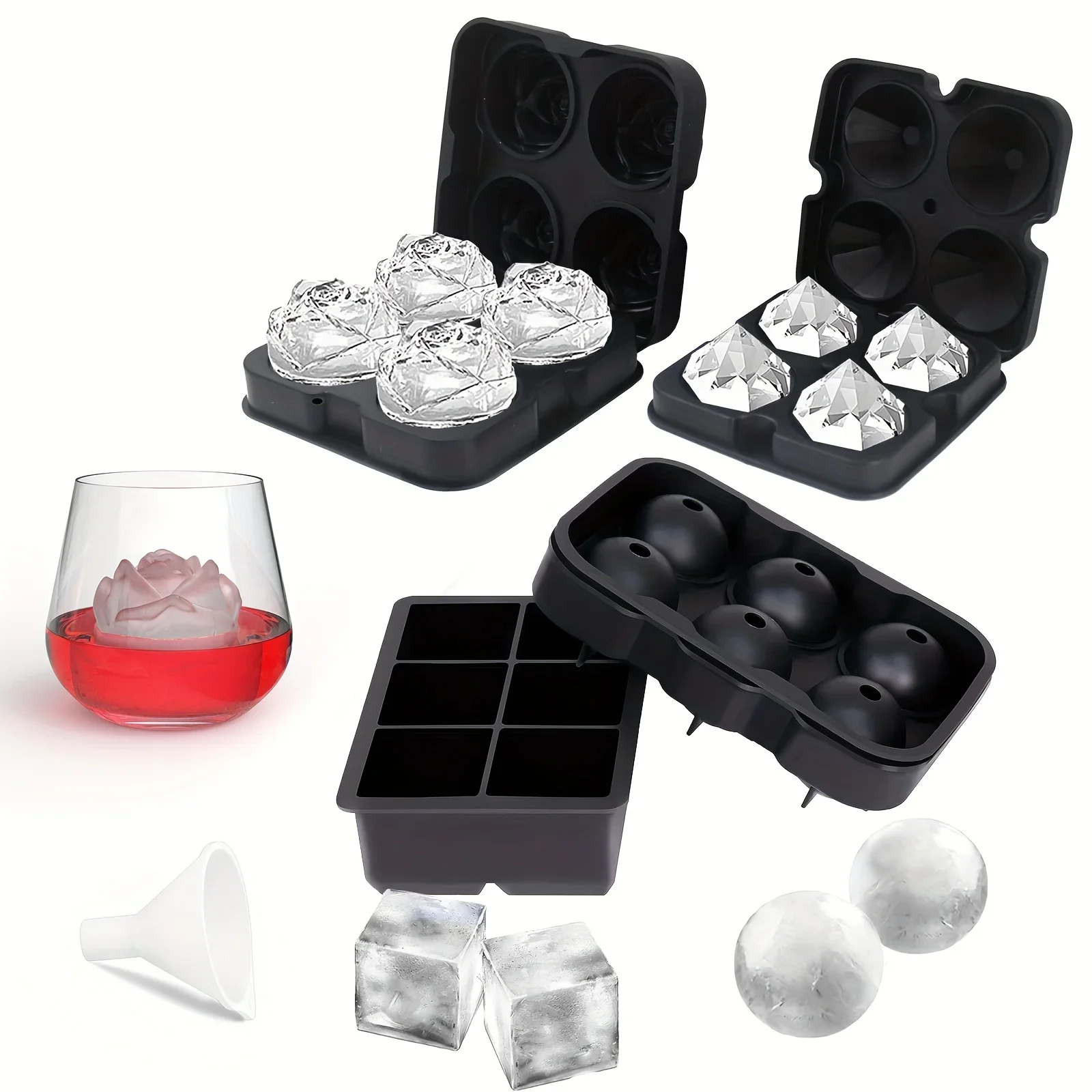 1pc 3D Rose Ice Cube Mold, Squ - Ice Mold Sphere 리뷰 및 가격