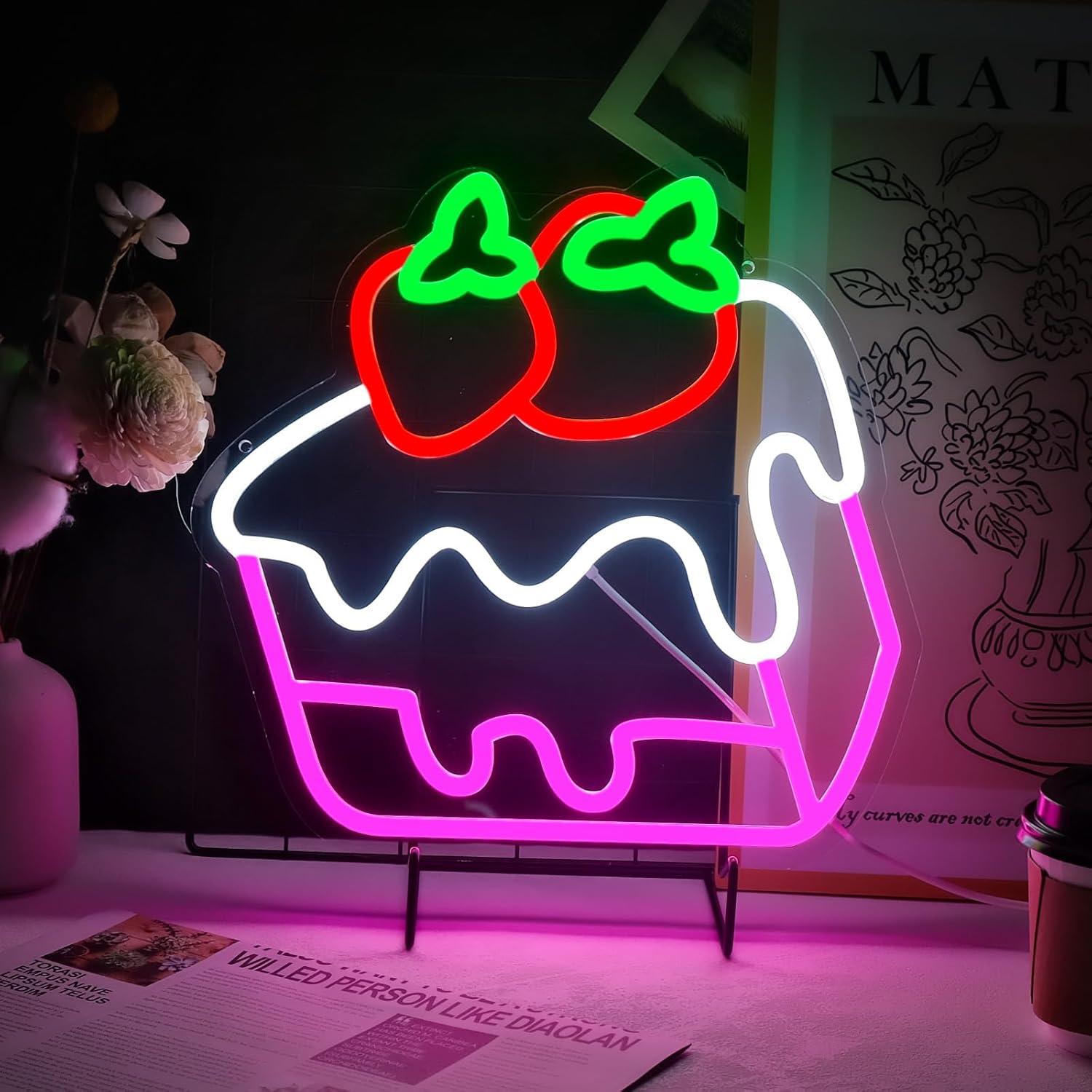 Strawberry Cake Neon Sign Frui - Home Bar And Coffee 리뷰 및 가격
