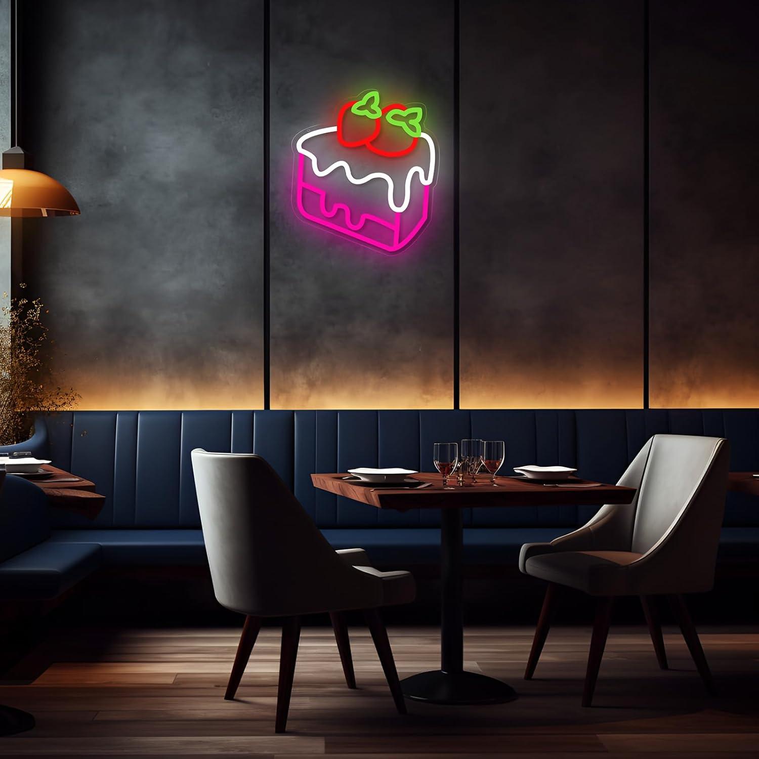 Strawberry Cake Neon Sign Frui - Home Bar And Coffee 리뷰 및 가격