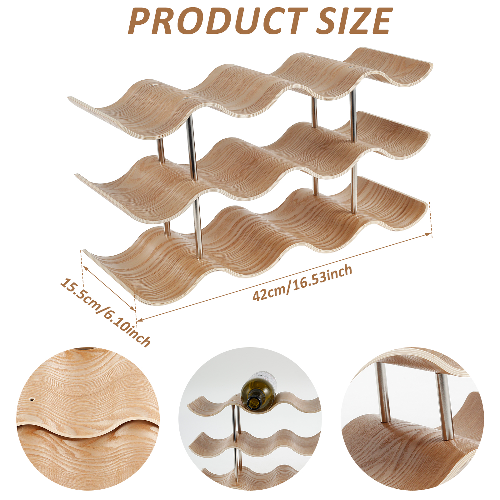 2/3-Tier Wooden Wine Rack Wavy - Home Bar And Cabinet 리뷰 및 가격