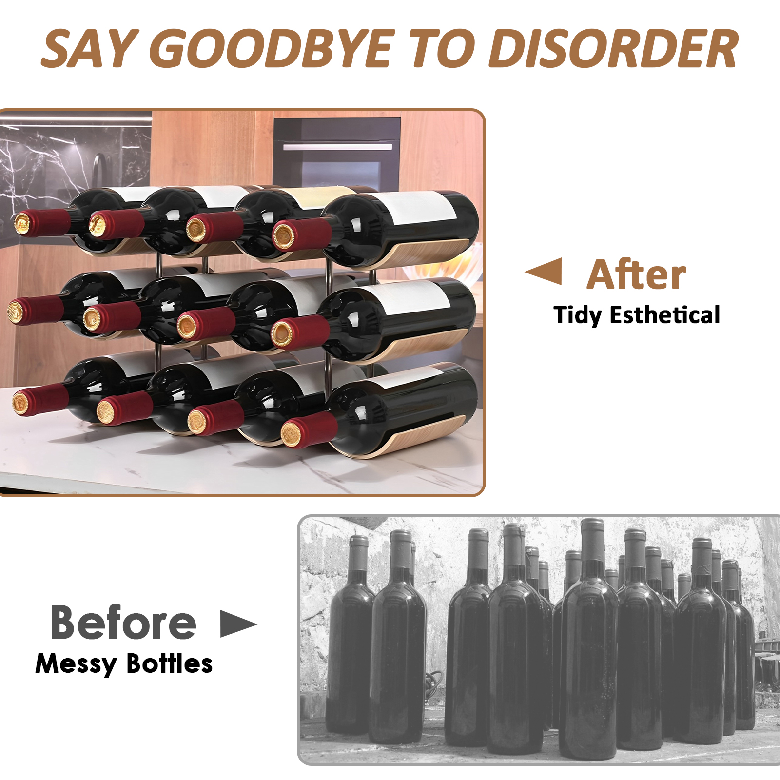 2/3-Tier Wooden Wine Rack Wavy - Home Bar And Cabinet 리뷰 및 가격