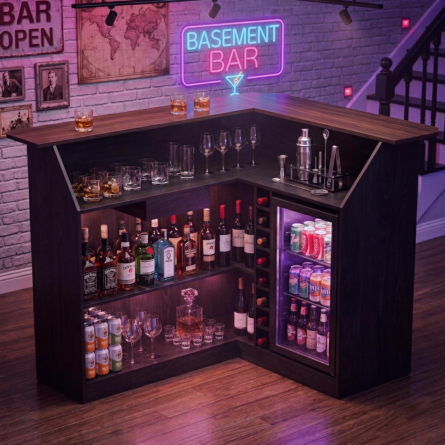 L Shaped Home Bar Unit With Fr - Home Bar And Fridge 리뷰 및 가격