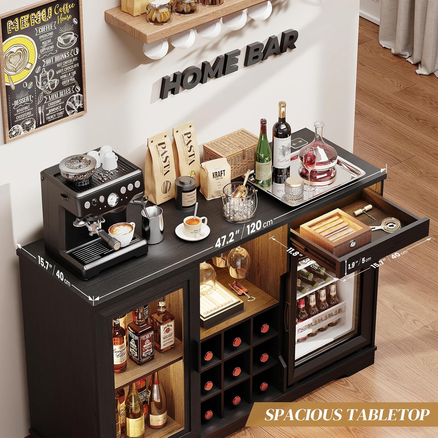 Coffee Bar Cabinet with Fridge - Home Bar And Fridge 리뷰 및 가격