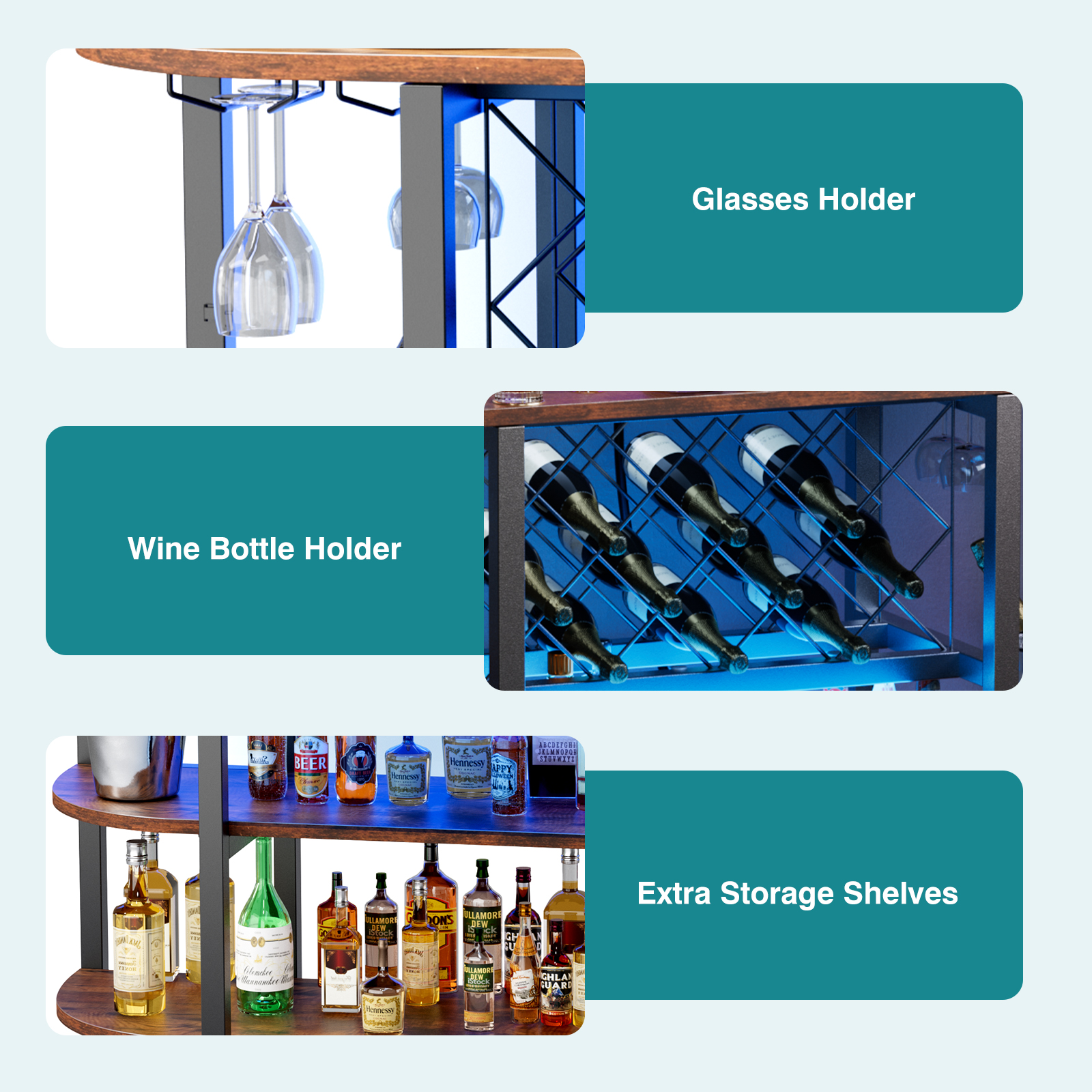 JHK LED Home Bar Cabinet with  - Home Bar And Cabinet 리뷰 및 가격
