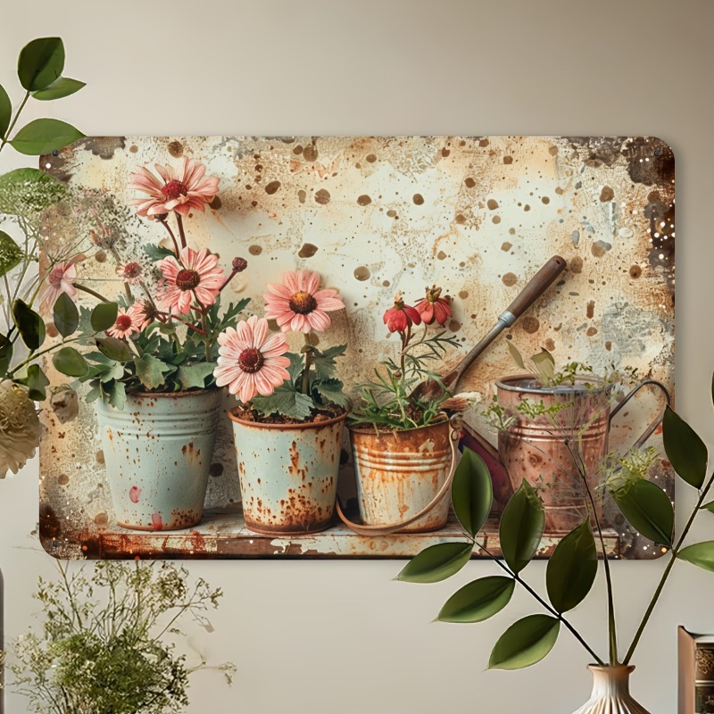 Vintage Floral Metal Tin Sign  - Home Bar And Restaurant 리뷰 및 가격