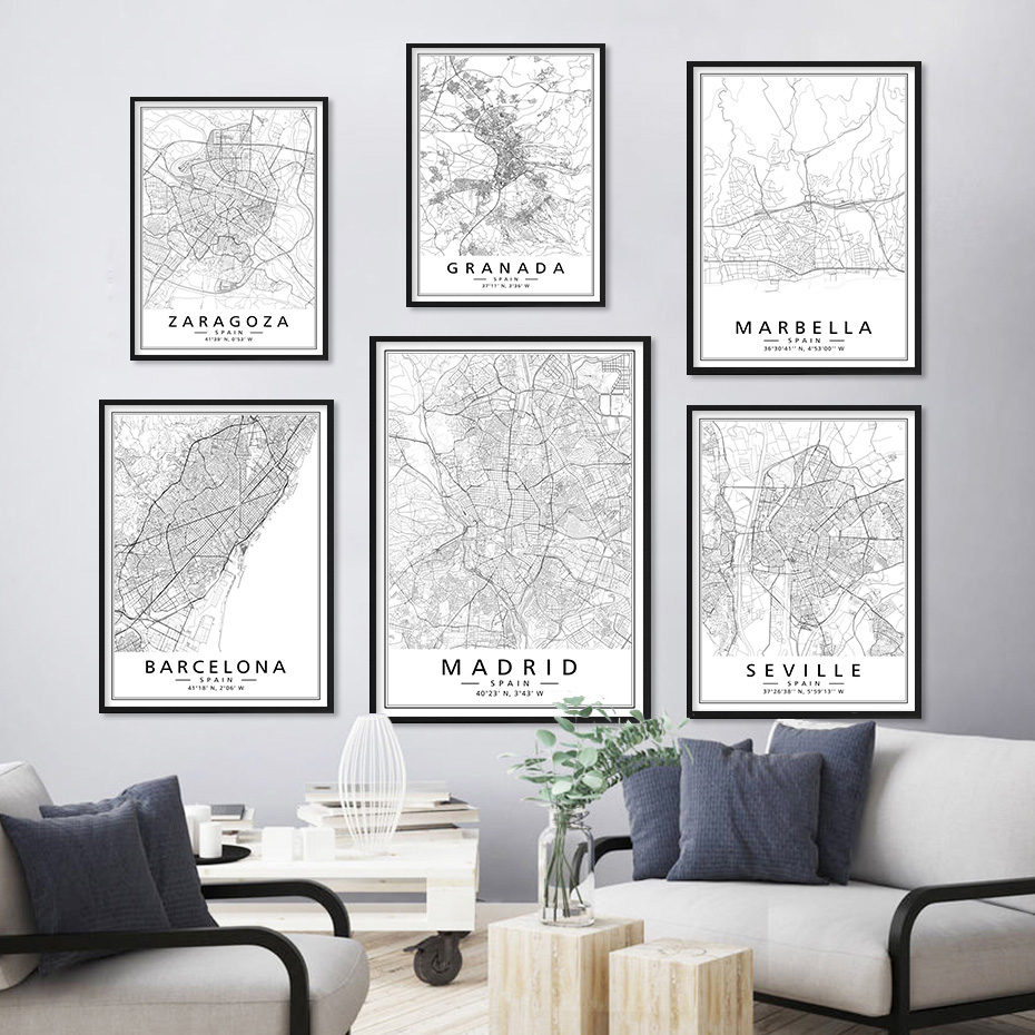 Minimalist Black White Spain C - Home Barcelona 리뷰 및 가격