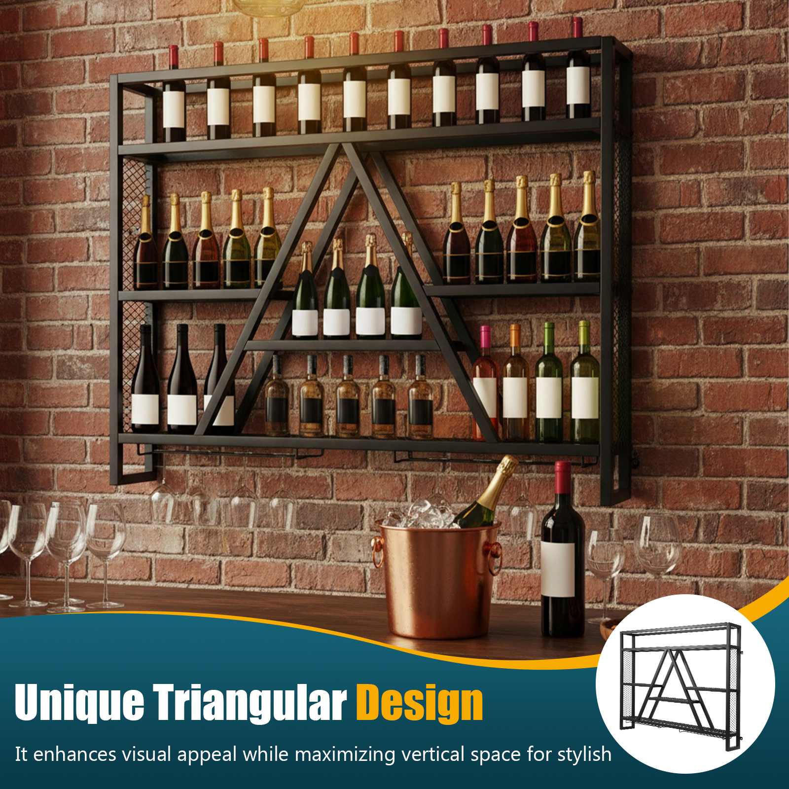 Metal Bottle & Glass Holder Mu - Home Bar Shelves 리뷰 및 가격