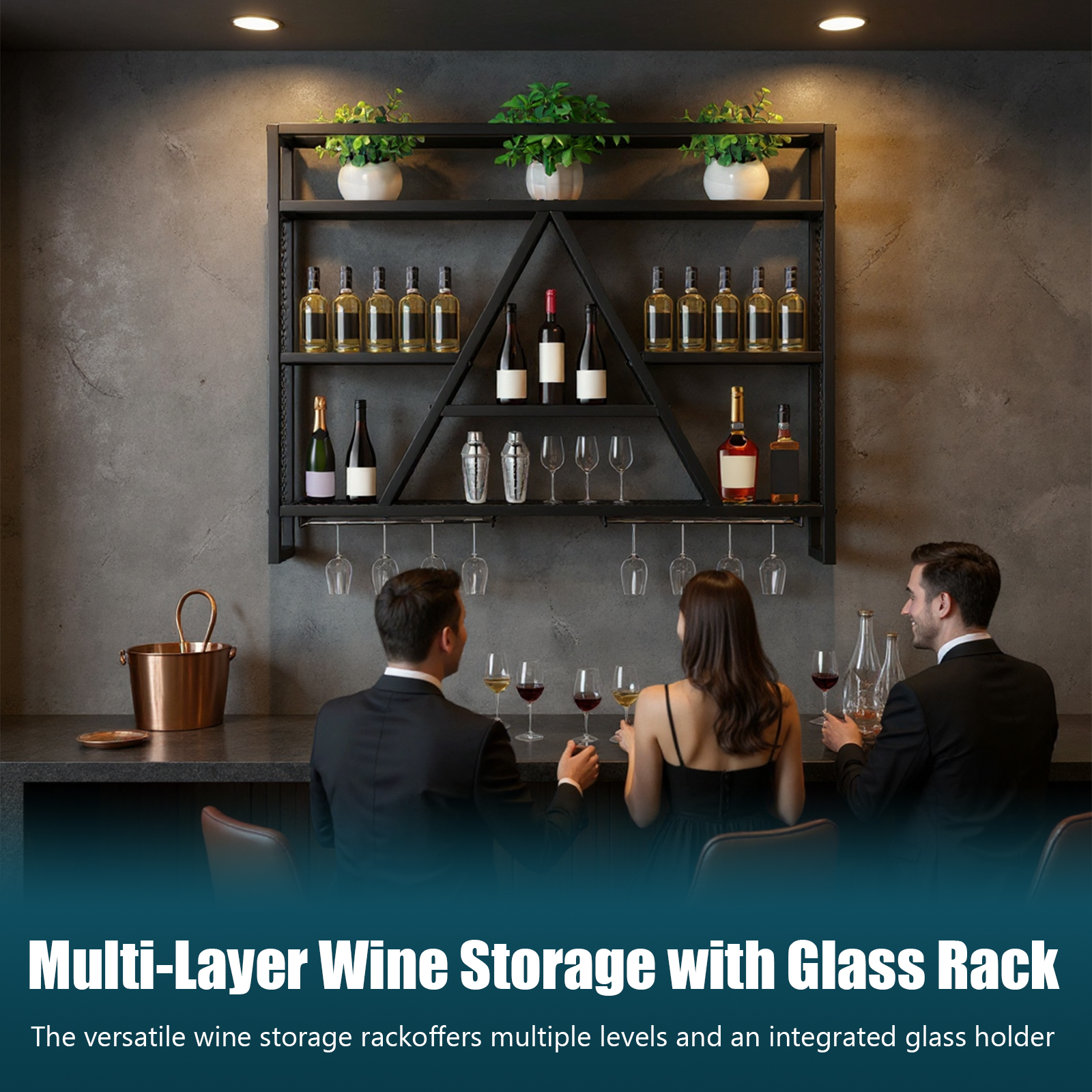 Metal Bottle & Glass Holder Mu - Home Bar Shelves 리뷰 및 가격