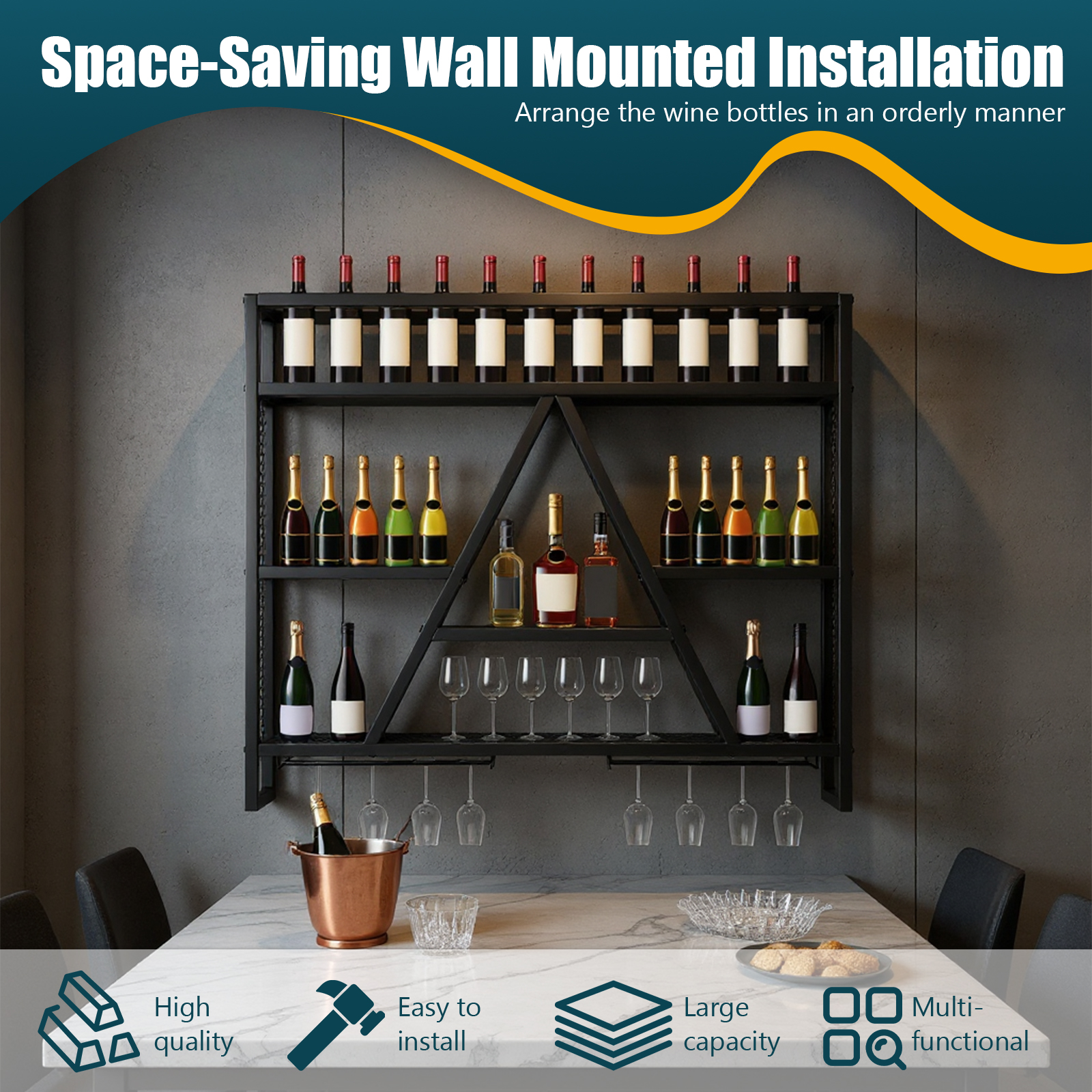 Metal Bottle & Glass Holder Mu - Home Bar Shelves 리뷰 및 가격