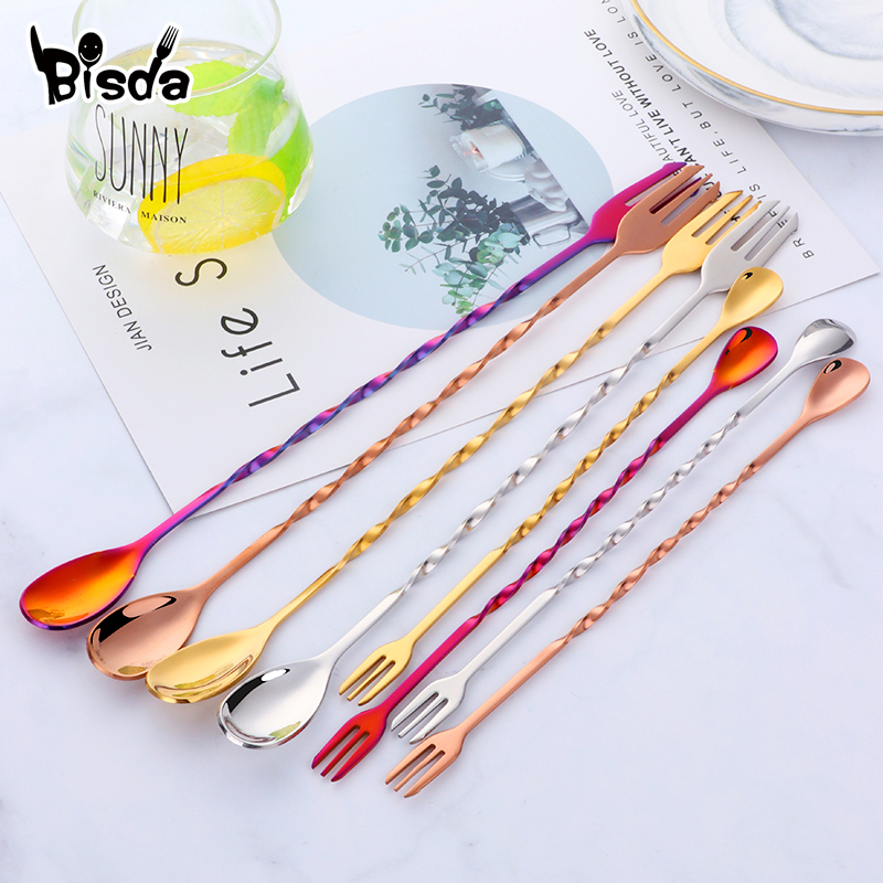 Cocktail Bar Spoons with Fork, - Bar Spoon Twisted 리뷰 및 가격