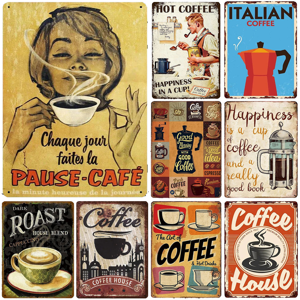 Metal Tin Signs Italian Coffee - Home Bar And Coffee 리뷰 및 가격
